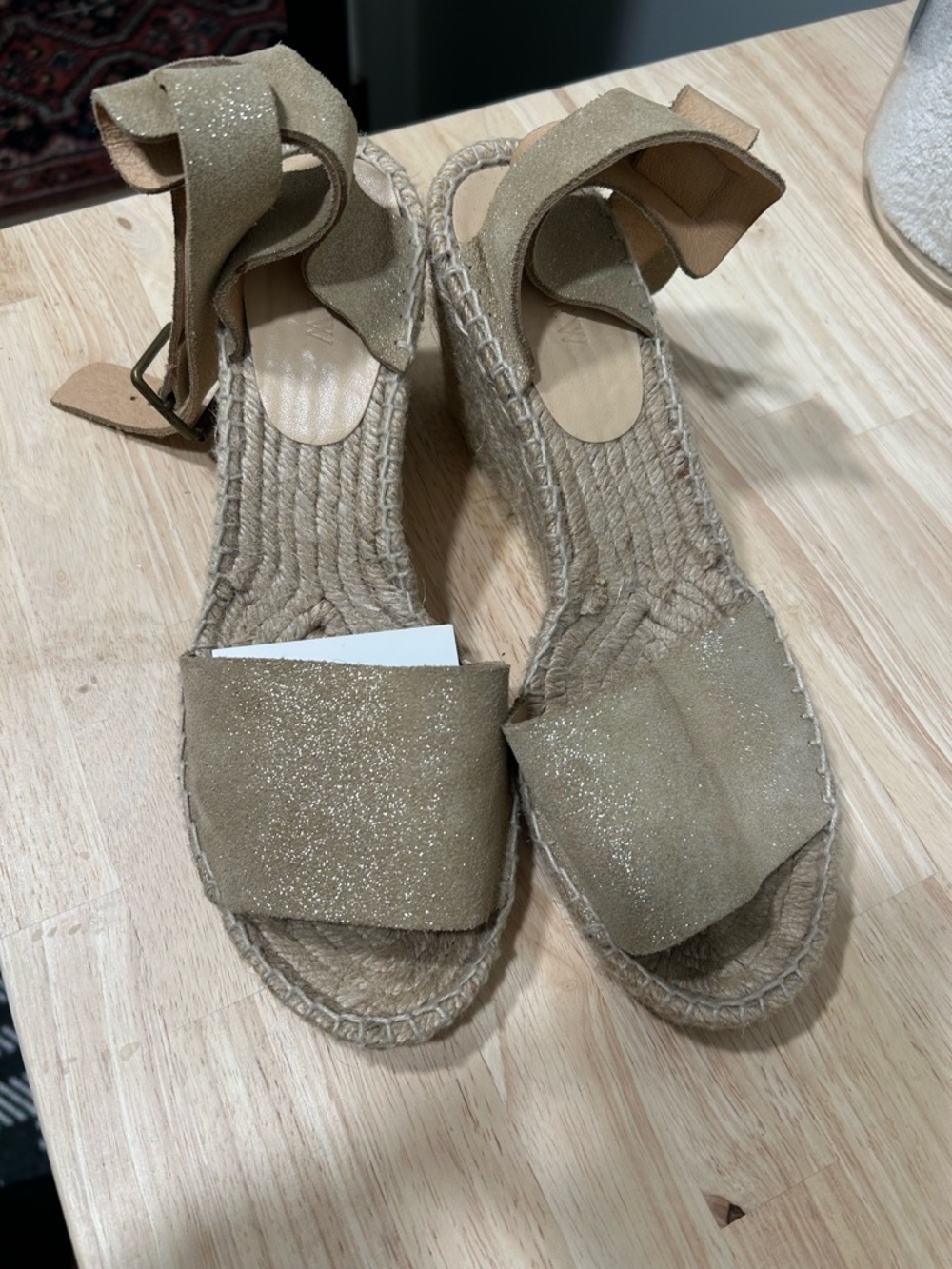 Woven Espadrille Wedge Sandals with Ankle strap in Gold by JCREW ladies 10
